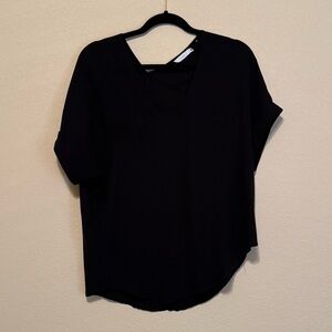Women’s Black V-Neck Short Sleeve Blouse